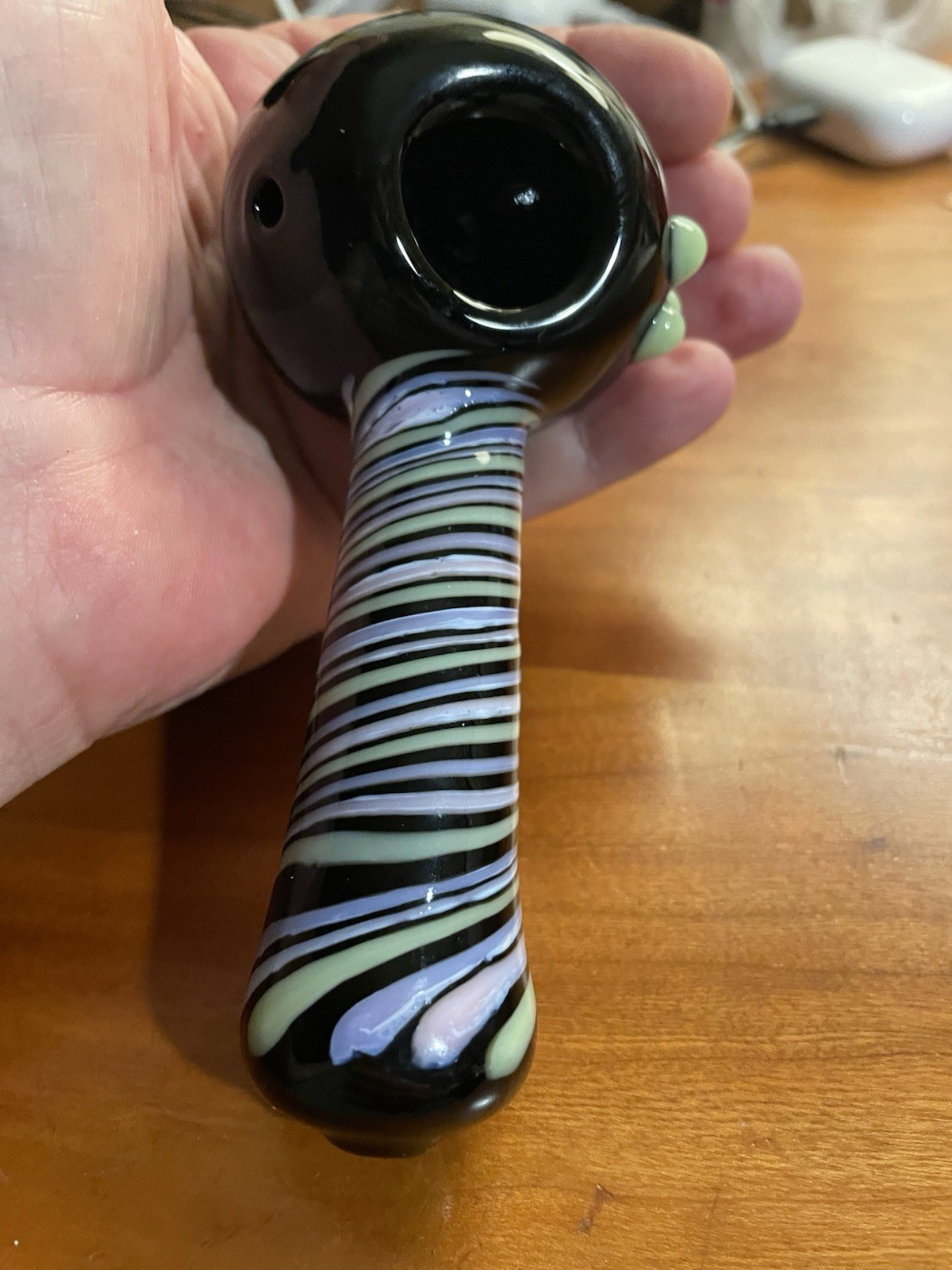 Beautiful Hand Blown Glass Spoon Pipe/American Made/For Tobacco Use Only