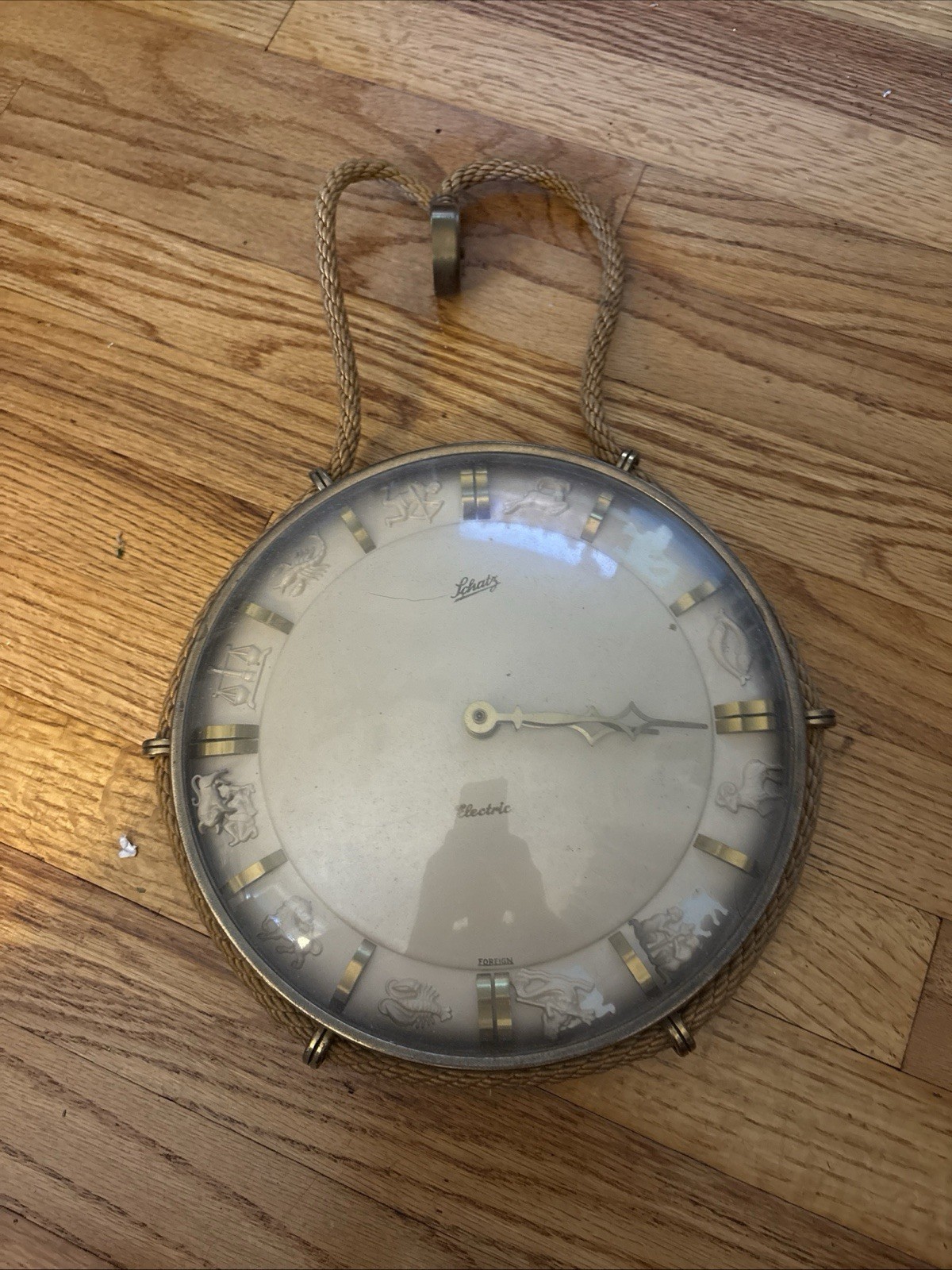 Vintage Schatz Clock On A Rope Made In Germany Hanging Wall Clock