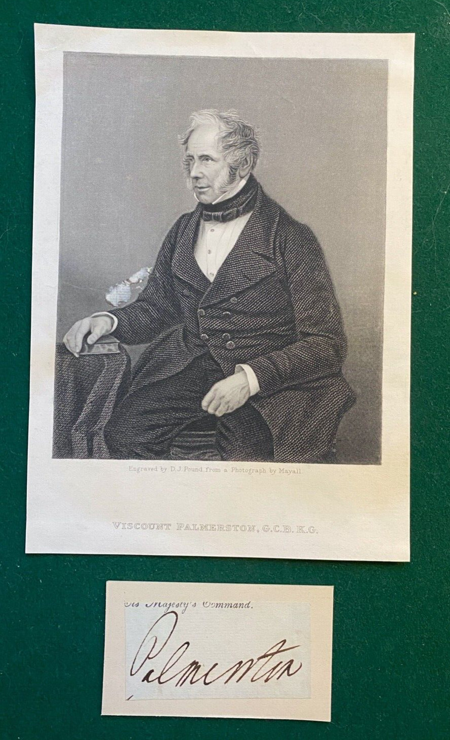 Liberal Prime Minister Lord Palmerston Antique Victorian Political Signature