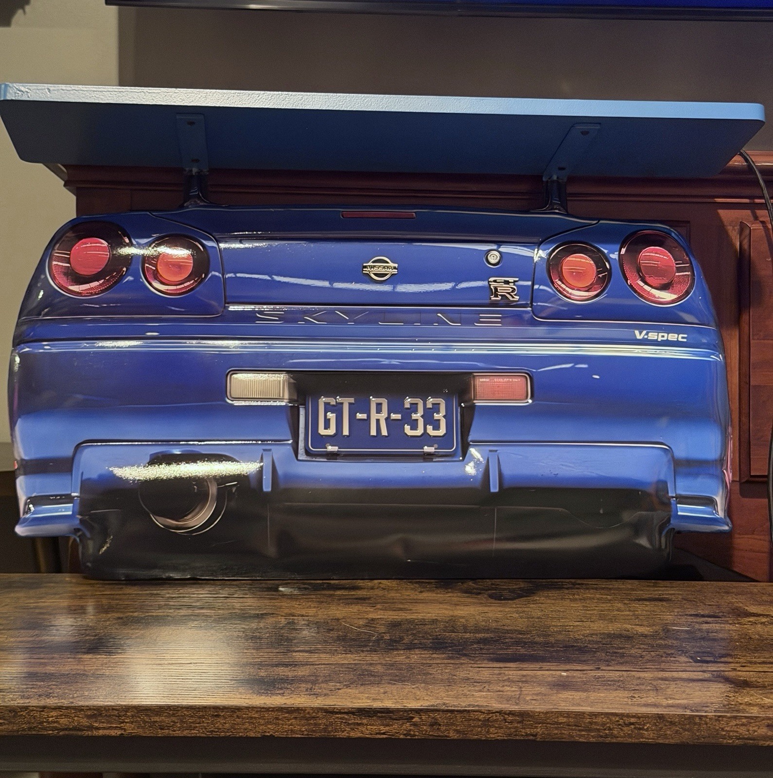 Nissan Skyline GT-R33 V-Spec Style Floating Tin & Wood Display Shelf  Wall Decor