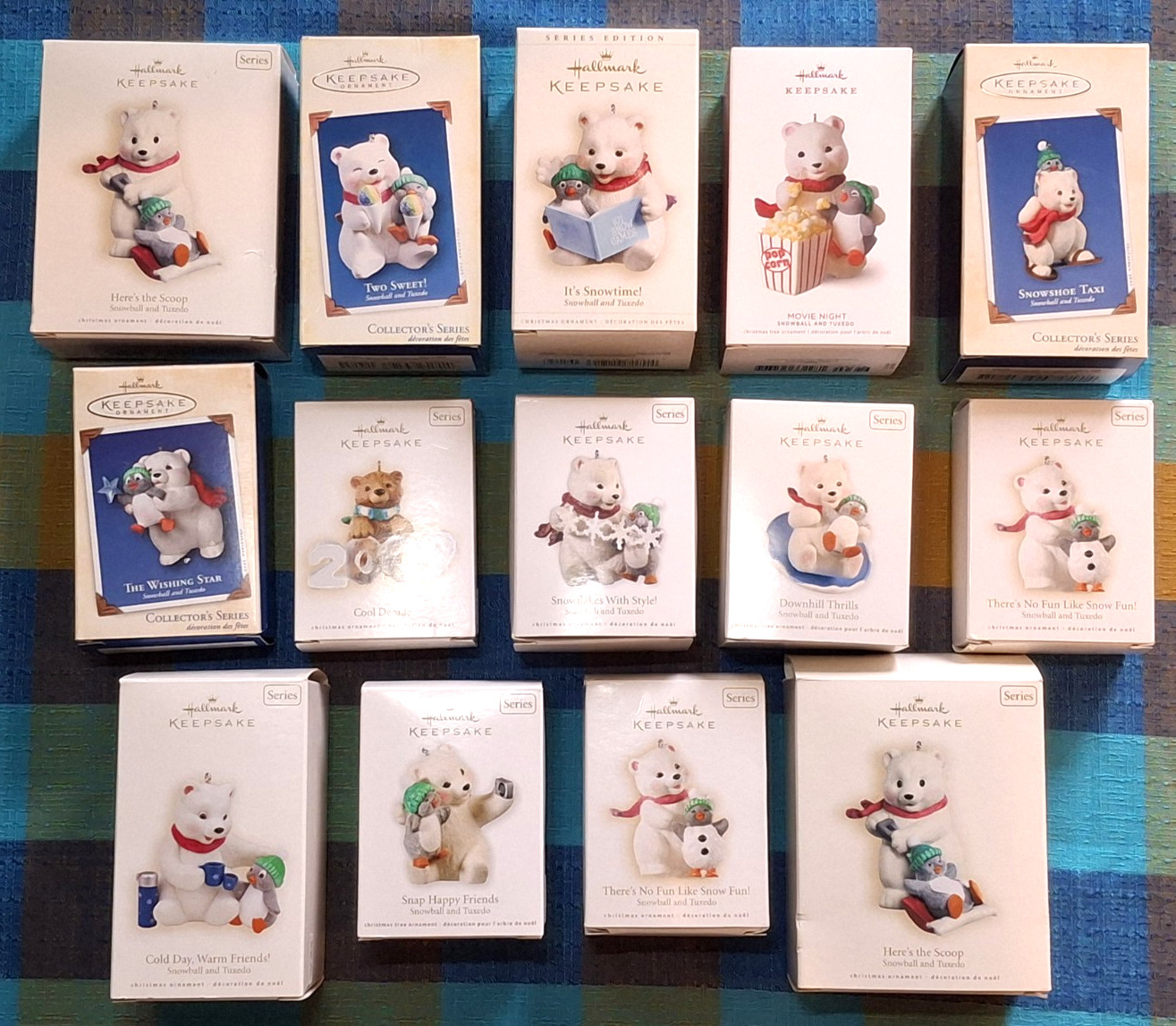 LOT OF 14 Hallmark Keepsake Bear and Penguin Ornaments Series 2001-2012 LOOK