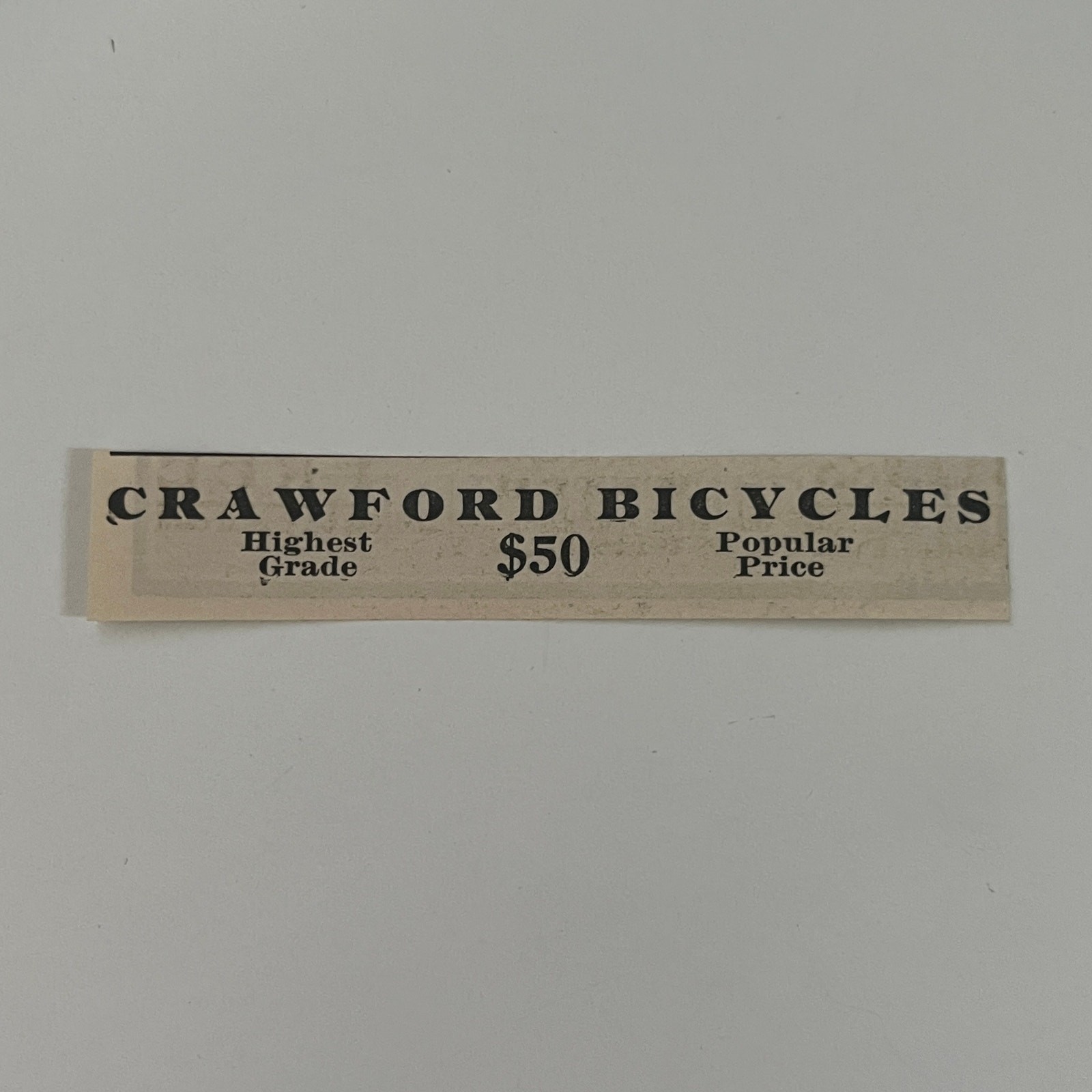 Crawford Bicycles $50 Highest Grade Popular Price 1897 Clipping SAH7-S27