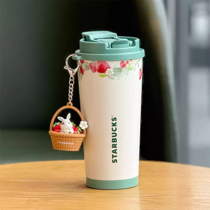 Authentic Starbucks 2024 Strawberry & Rabbit 16oz Stainless Cup Good Time Series