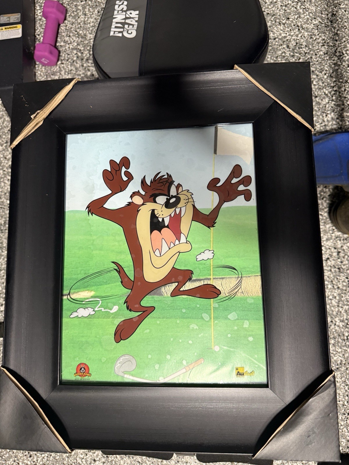 Warner Bros Looney Tunes Taz Golf Sericel Animation Art Framed 2000s