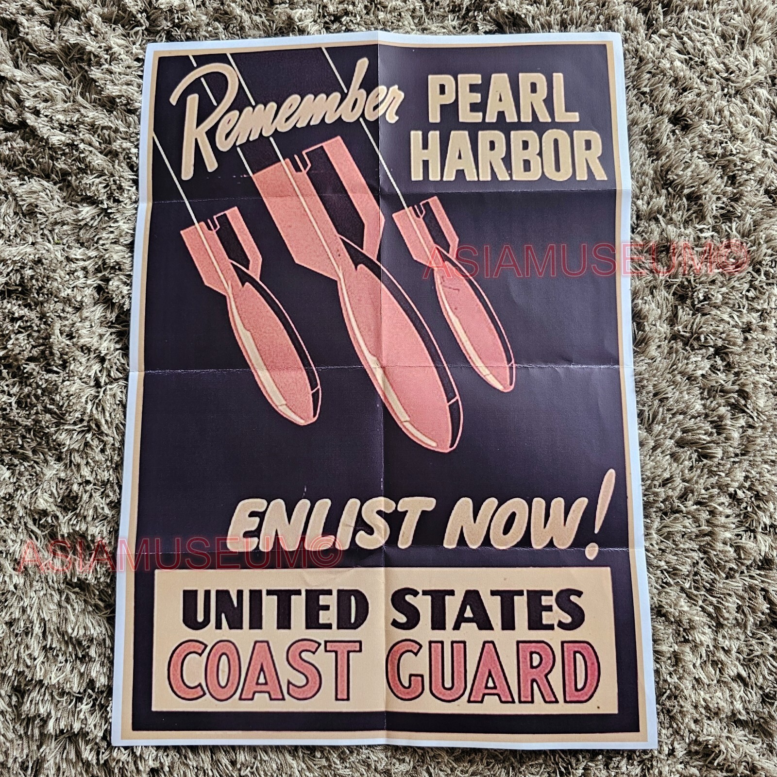 1944 WW2 USA AMERICA PEARL HARBOR COAST GUARD WAR VINTAGE PROPAGANDA POSTER E135