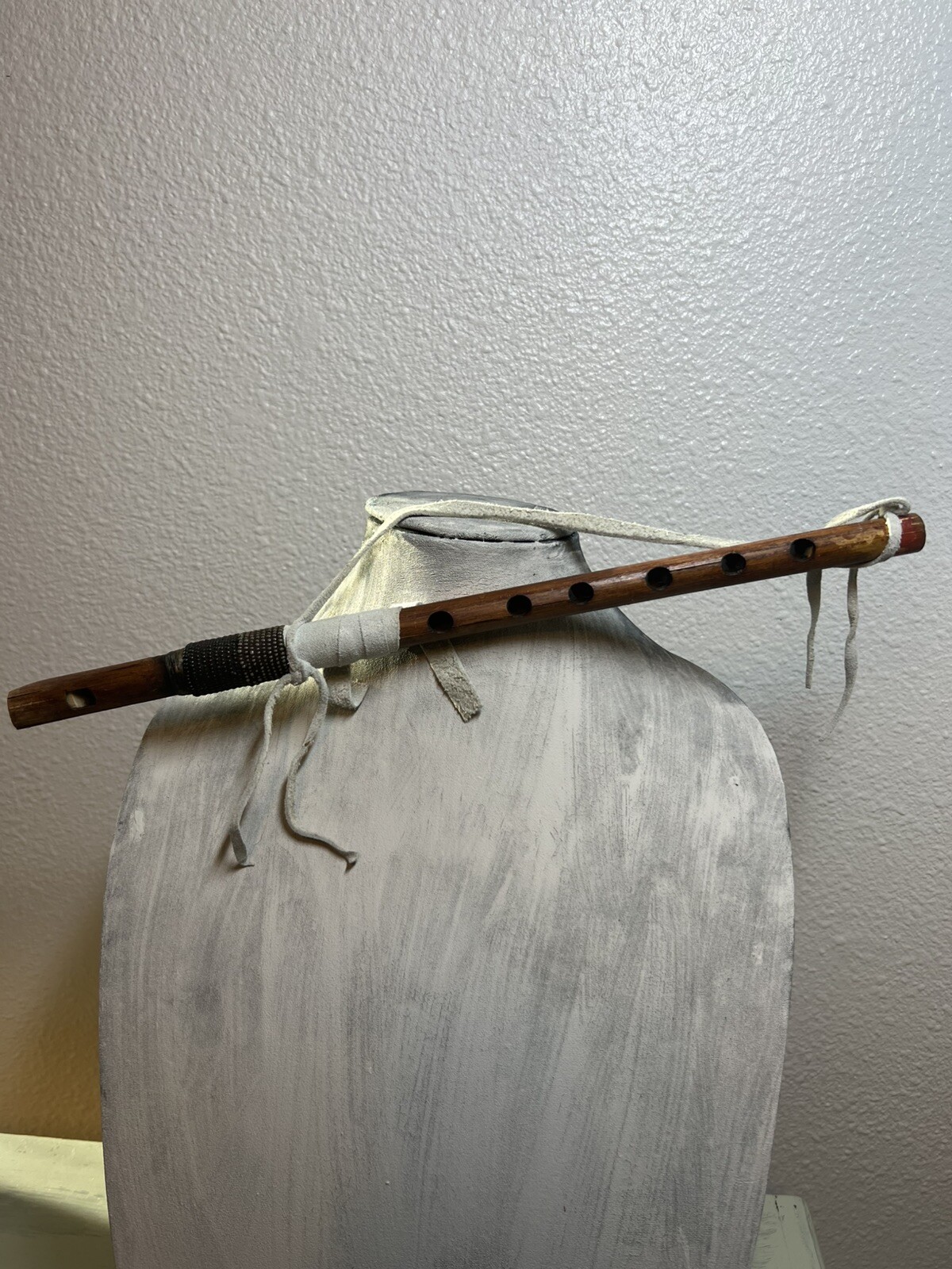 Zuni Wood Flute Beaded Leather Great Condition Native American