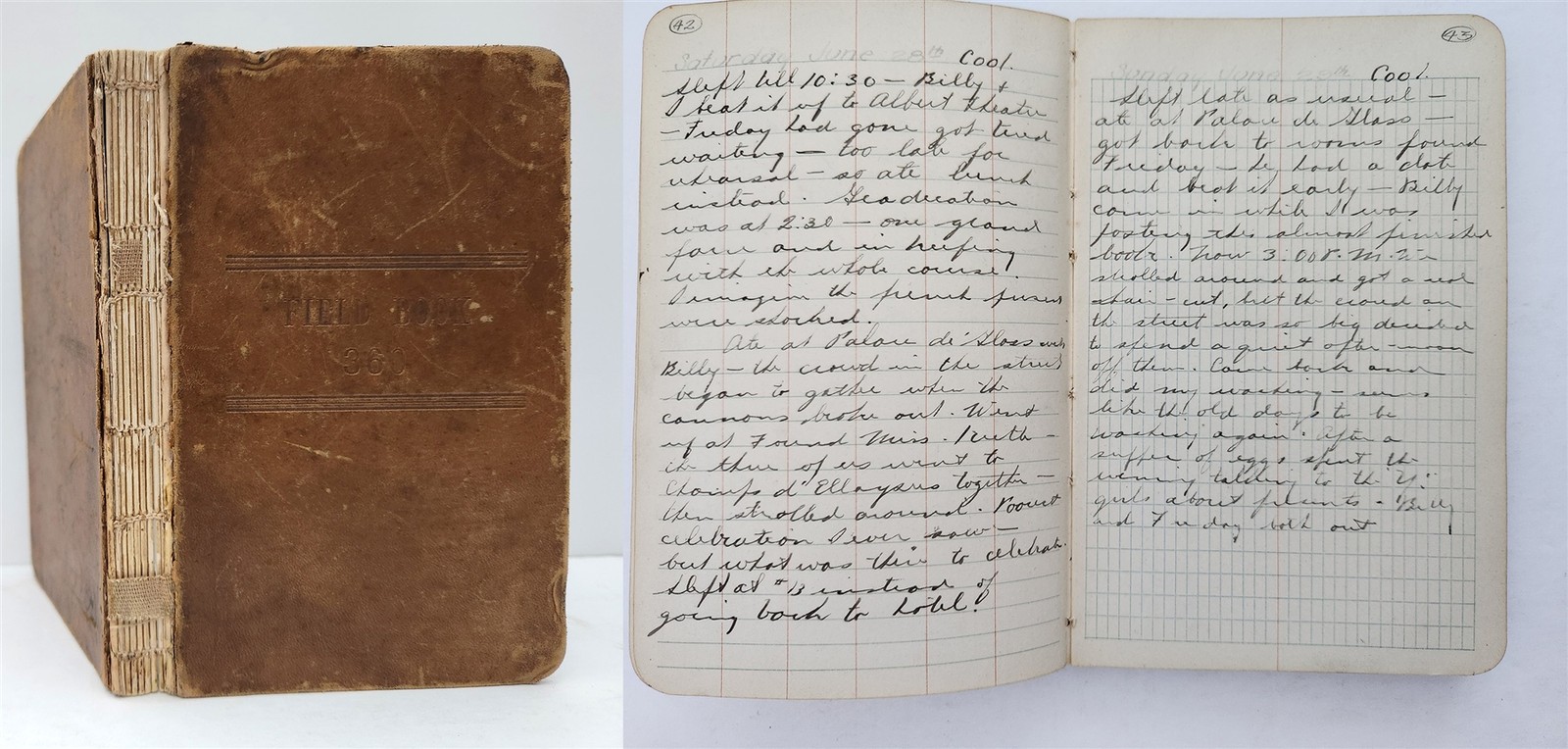 1918 antique WWI SOLDIER DIARY indianapolis HR LAFOY AEF 40th Co 20th Engineers