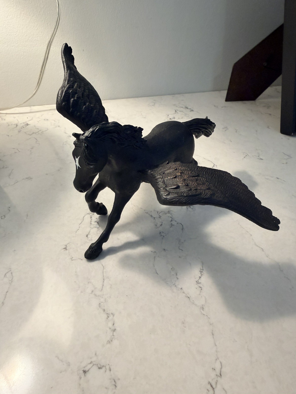 Papo Black Pegasus Horse Fantasy Figure #39068 Horse Wings Star 2007 Retired 