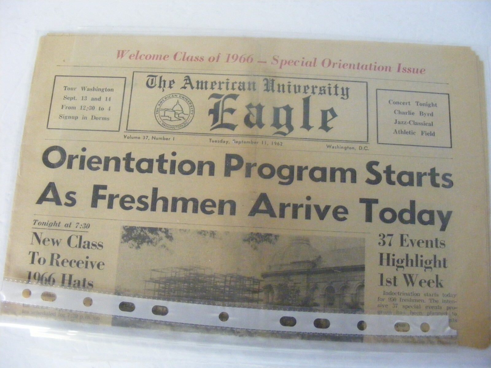 1962 American University College Newspaper-Sept 11, 1962-FRESHMAN ARRIVE