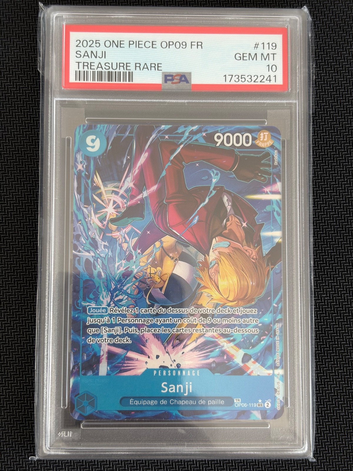 ONE PIECE SANJI TREASURE RARE TR OP09 FR PSA 10 GEM MINT ✨ FRENCH EXCLUSIVE