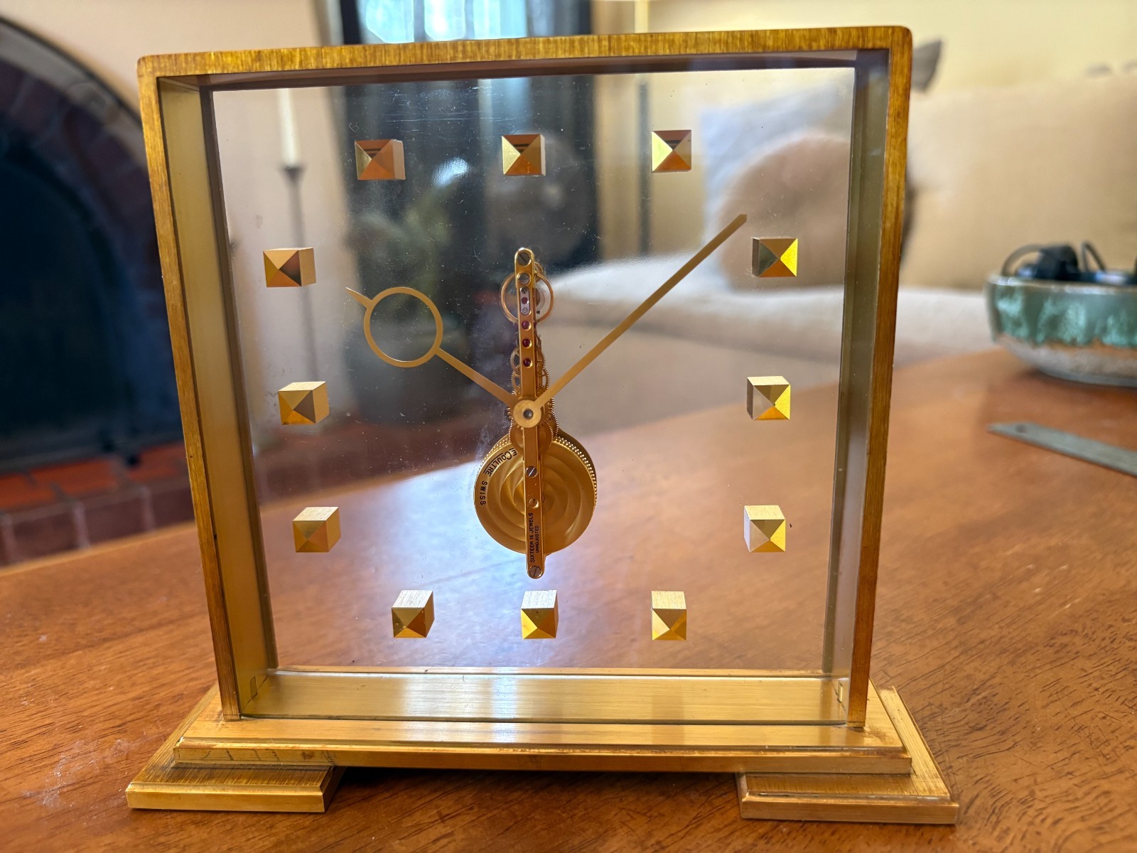 Jaeger-LeCoultre No. 354 8-Day Skeleton Table Clock 16 Jewel Baguette w/ Box