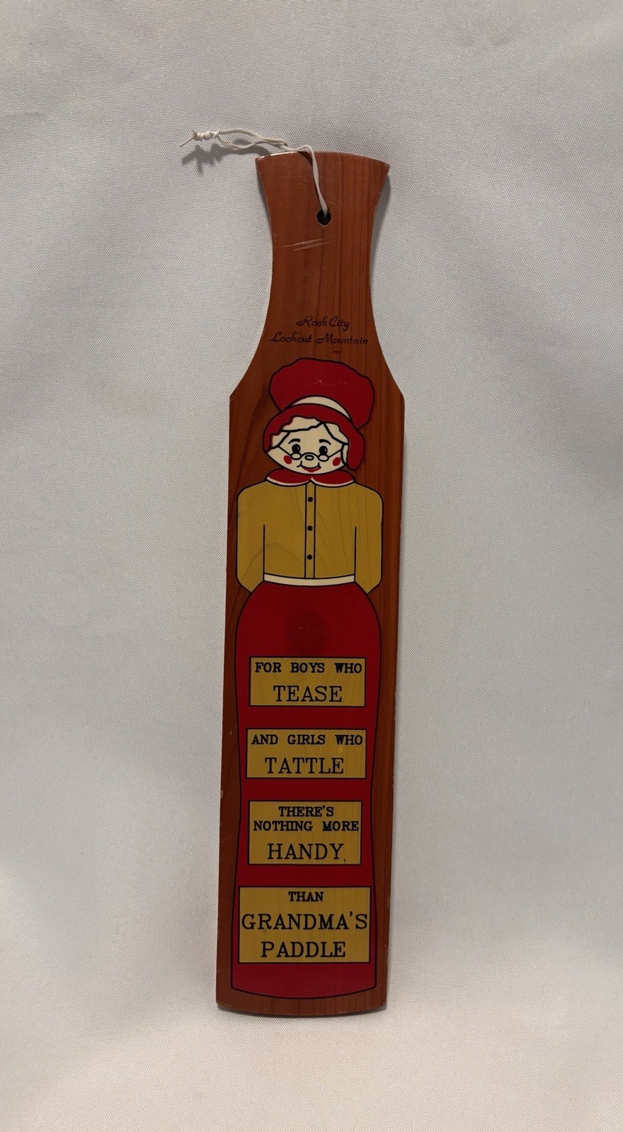 Vintage Grandma's Paddle Rock City Lookout Mountain Cedar Wood Souvenir Gag Gift