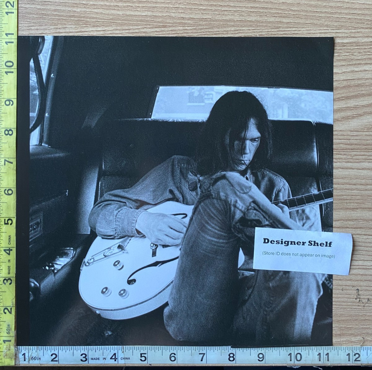 Neil Young With Guitar In Car 1970 Scene Book Photograph