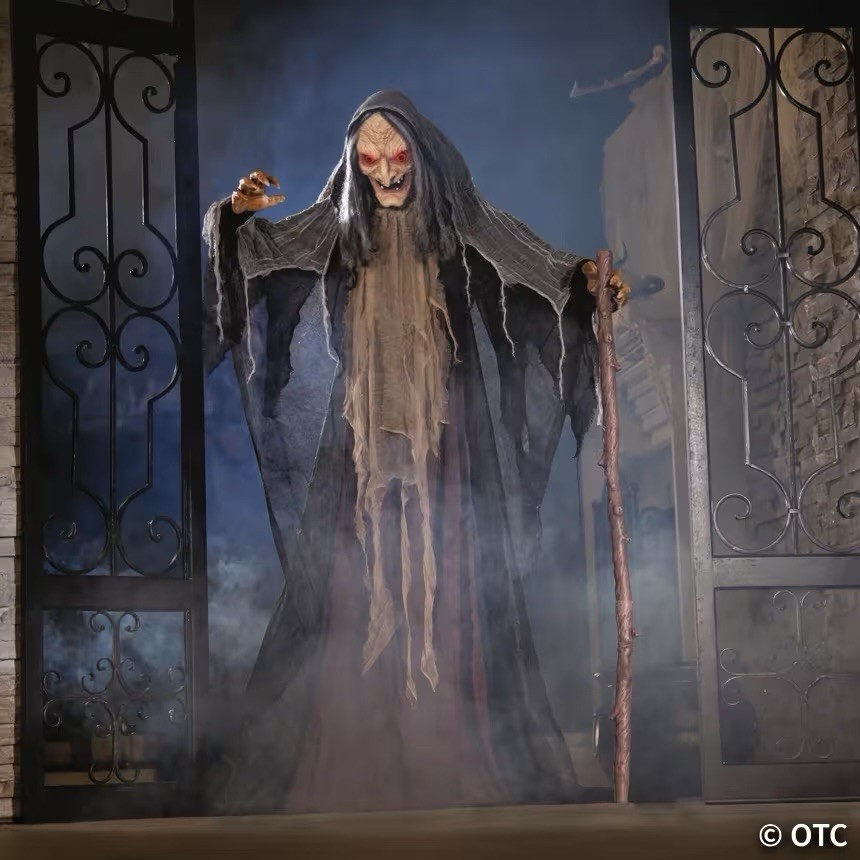 5FT Animated Halloween Witch Standing Decoration Motion Activated Outdoor Indoor
