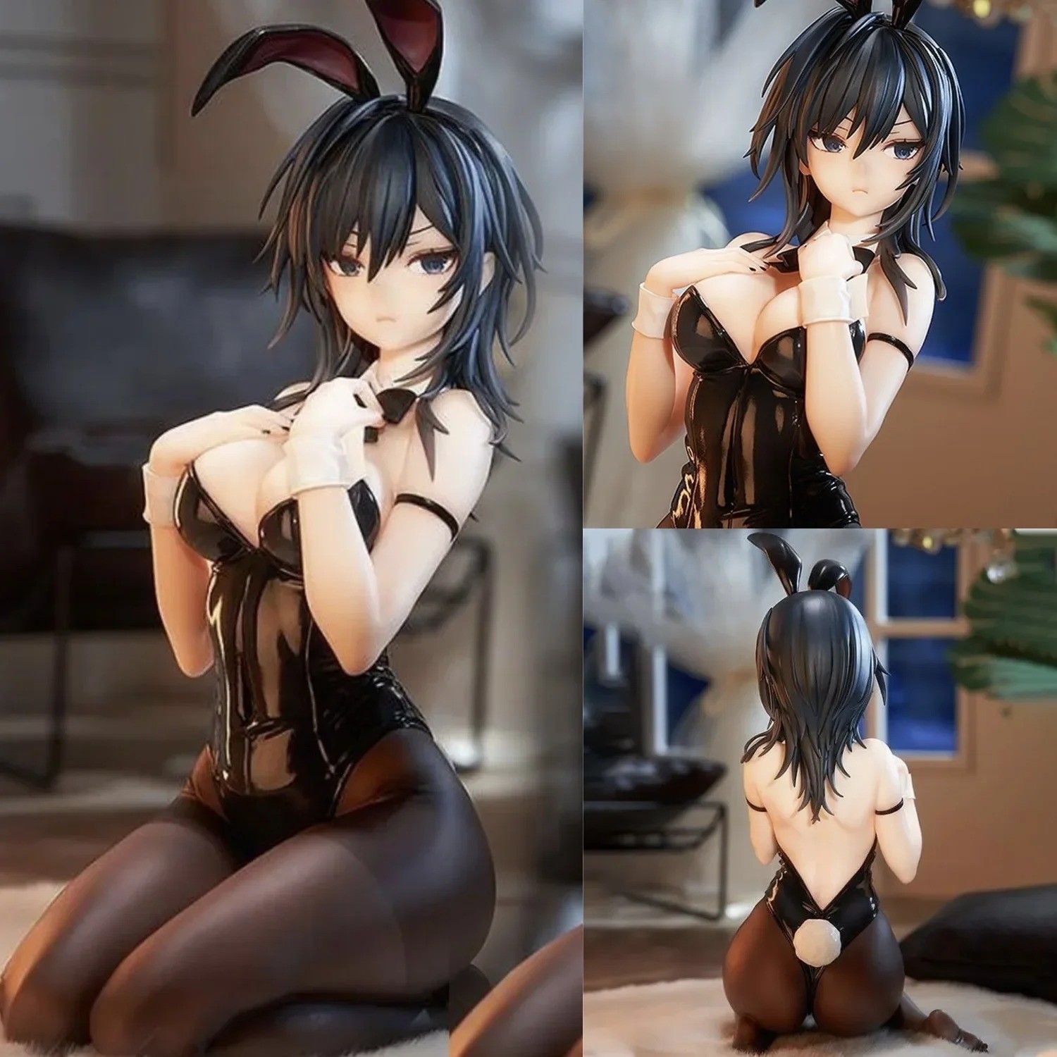 Black Bunny Girl Resin Statue Anime Style Desktop Figure Collectible