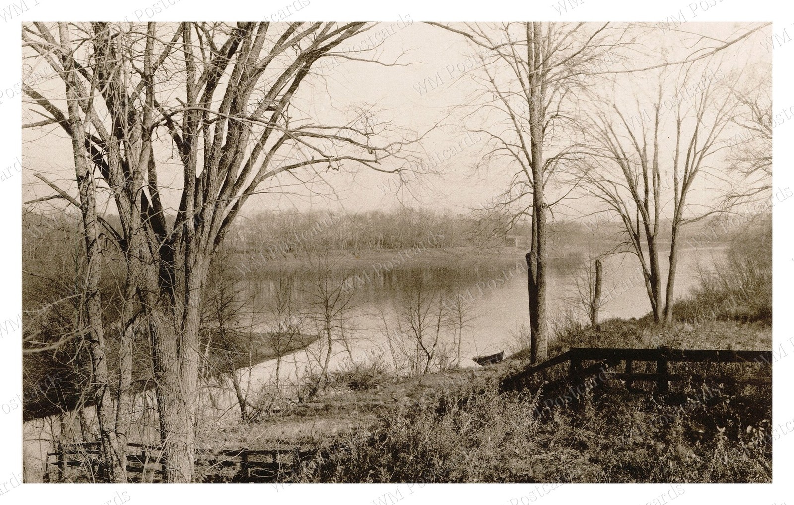 North Andover Massachusetts 1893 Shawsheen River Trees Boat Standard Postcard