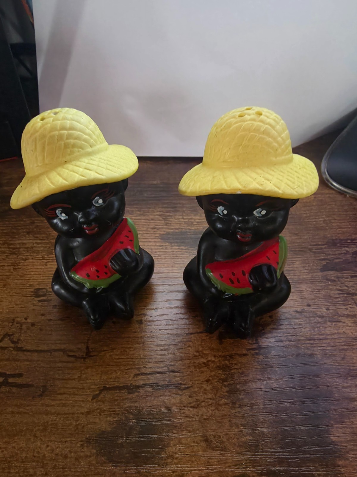 Vintage Mid-Century Black Americana Boys with Watermelon Salt and Pepper Shakers