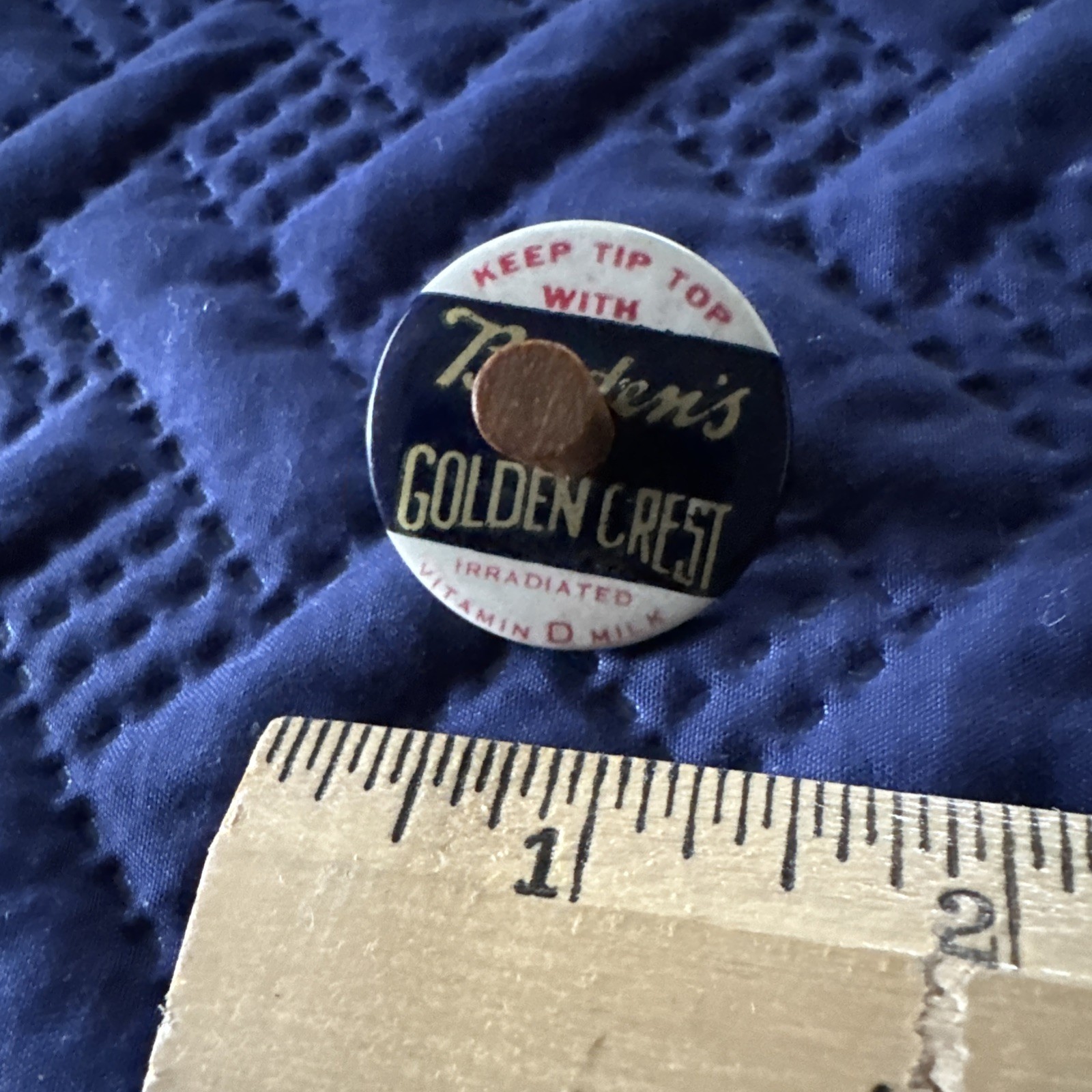 Vintage Borden’s Golden Crest Milk Advertising Spinning Top Toy 1 1/8”