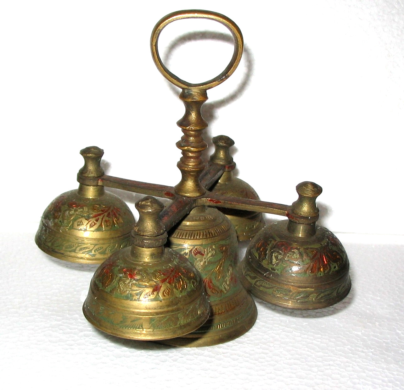 Vintage Temple Church Brass Sanctuary Alter Bells, Ornate, Made In India