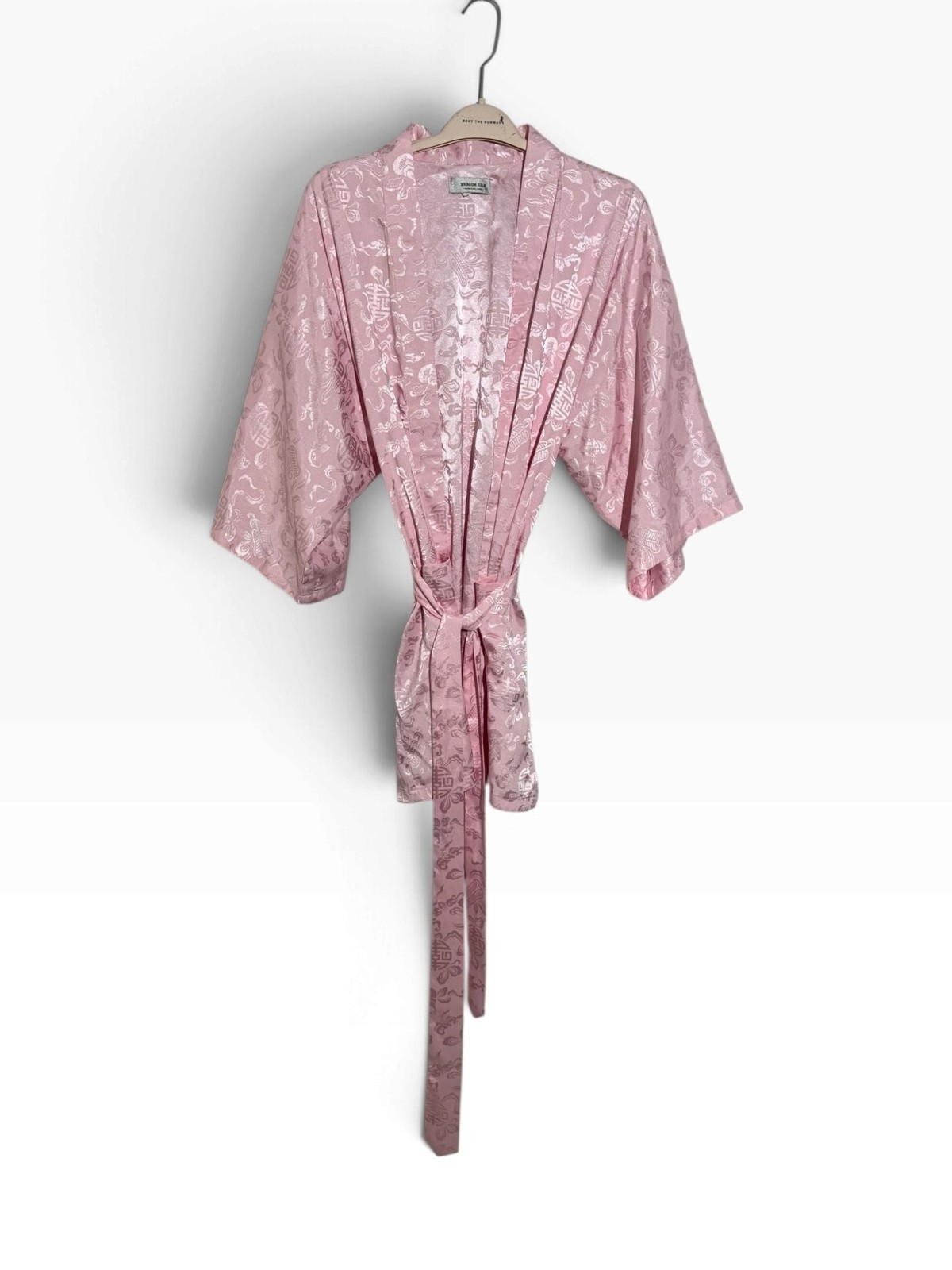 Dragon Silk Kimono Robe Pink Silk Floral Brocade