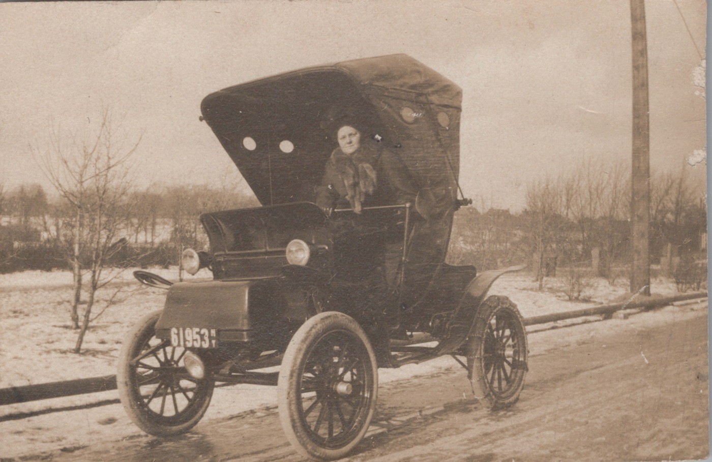 Electric Car Woman Driver Rochester NY New Years Day 1912 - Original Photo