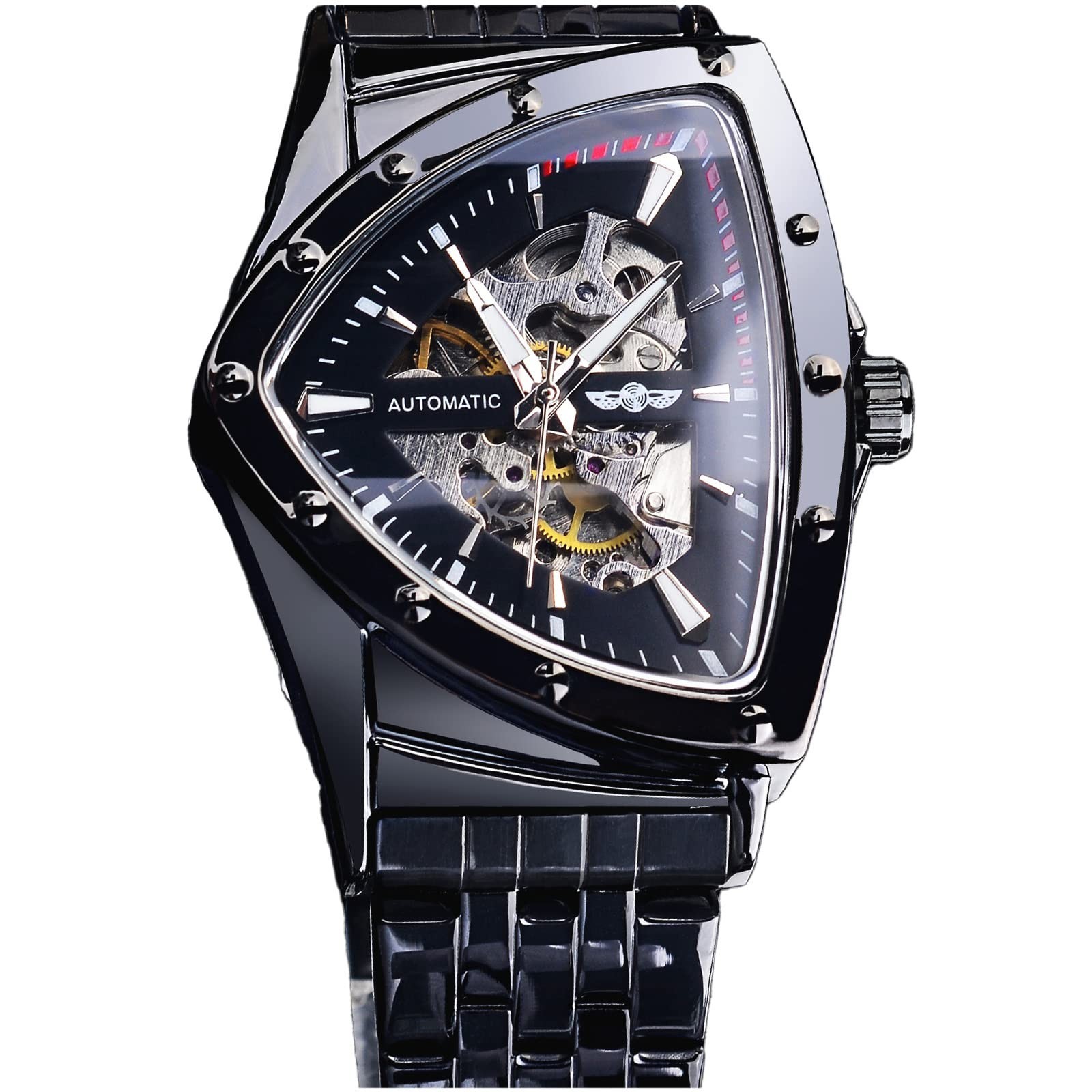 FORSINING Triangle Skeleton Men\'s Automatic Mechanical Watch Luxury Gold Blac... FORSINING Triangle Skeleton Men\'s Automatic Mechanical Watch Luxury Gold Blac...