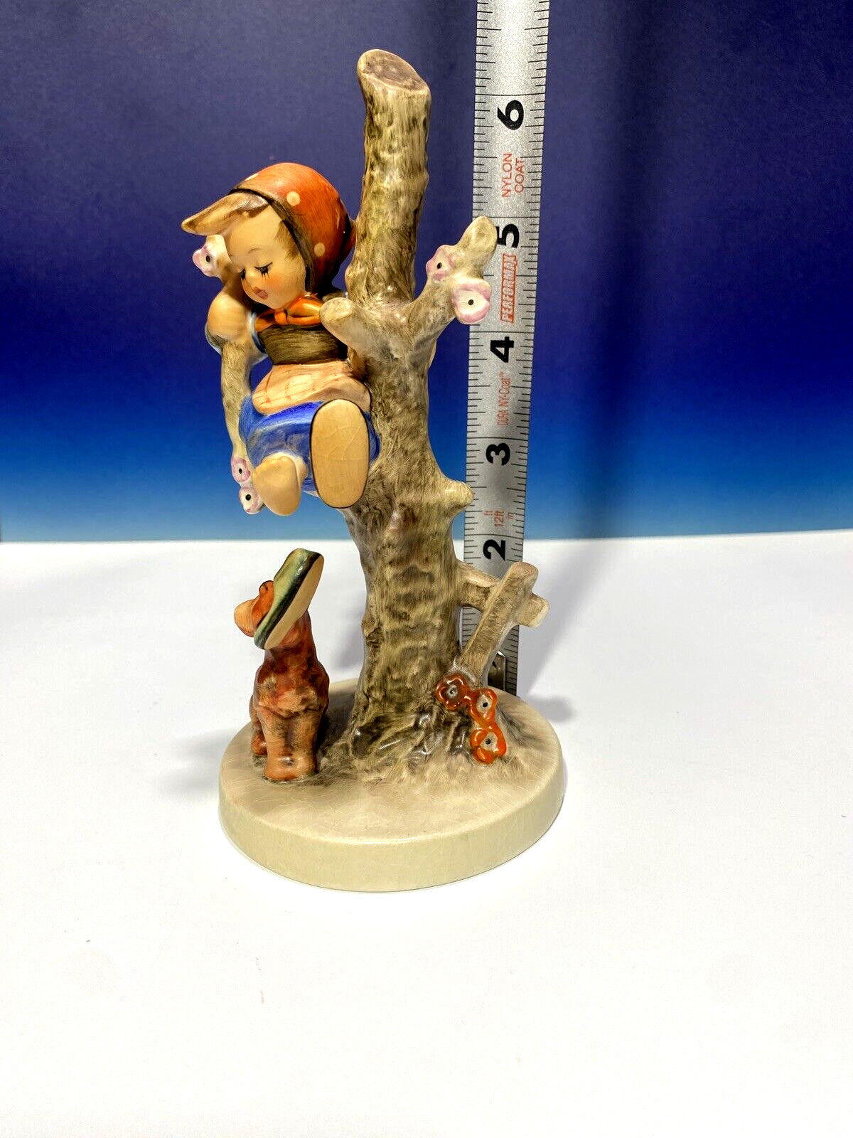 Hummel Goebel \'Out of Danger 56/8 Girl Apple Tree Dog 6.5’’in Tall