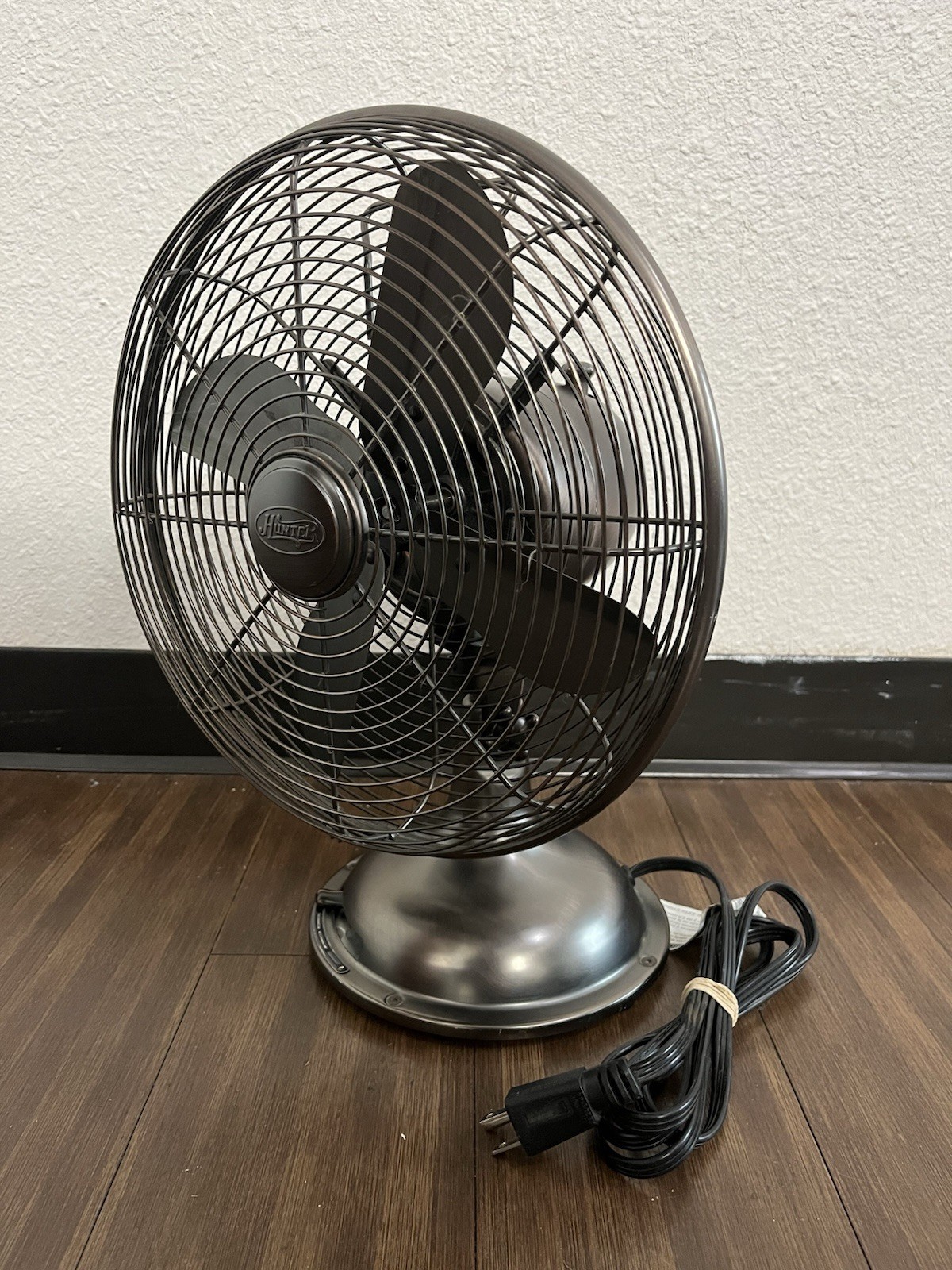 Vintage Hunter 90406 12” Retro Oscillating Table Desk Fan Rubbed Bronze (WORKS)