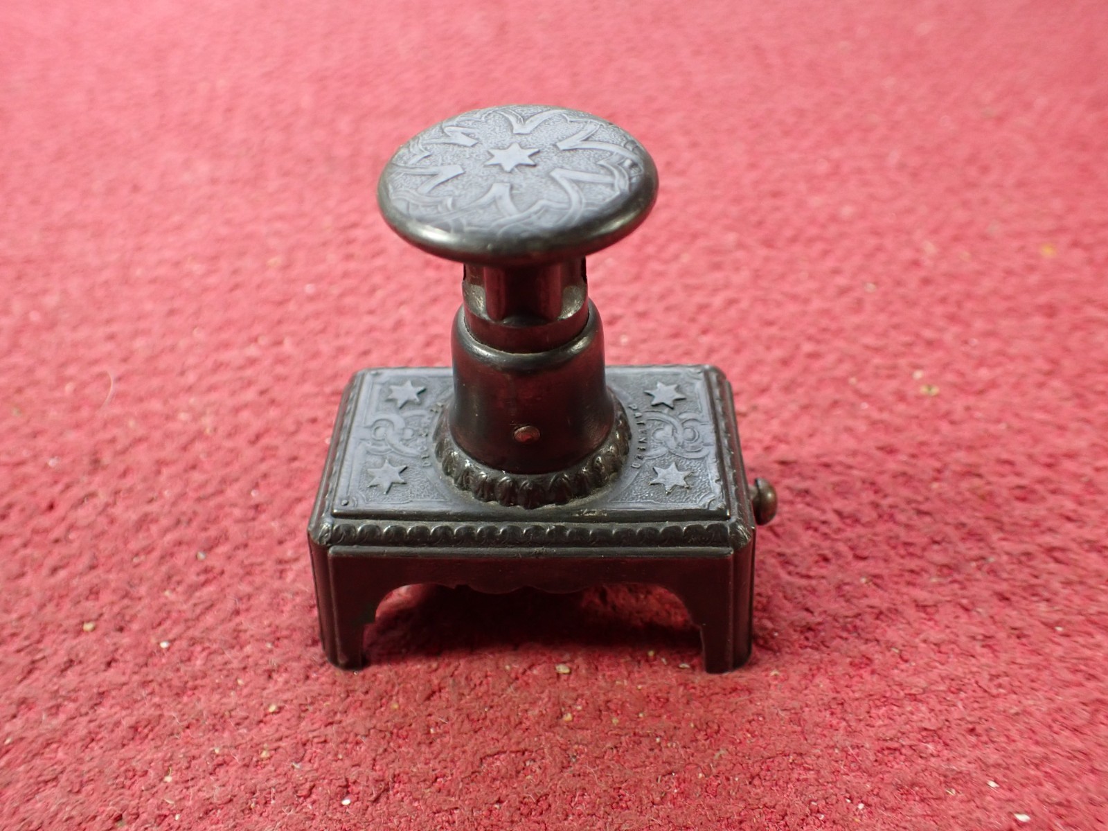 Antique Victorian Fancy Name Stamp Office Tool 1877