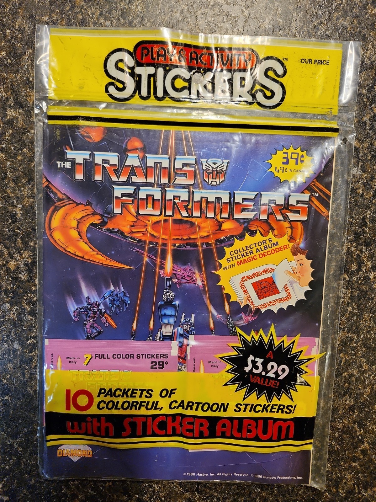 Play & Activity Stickers Transformers Vintage 1986 Sticker Album w/ 10 Packets