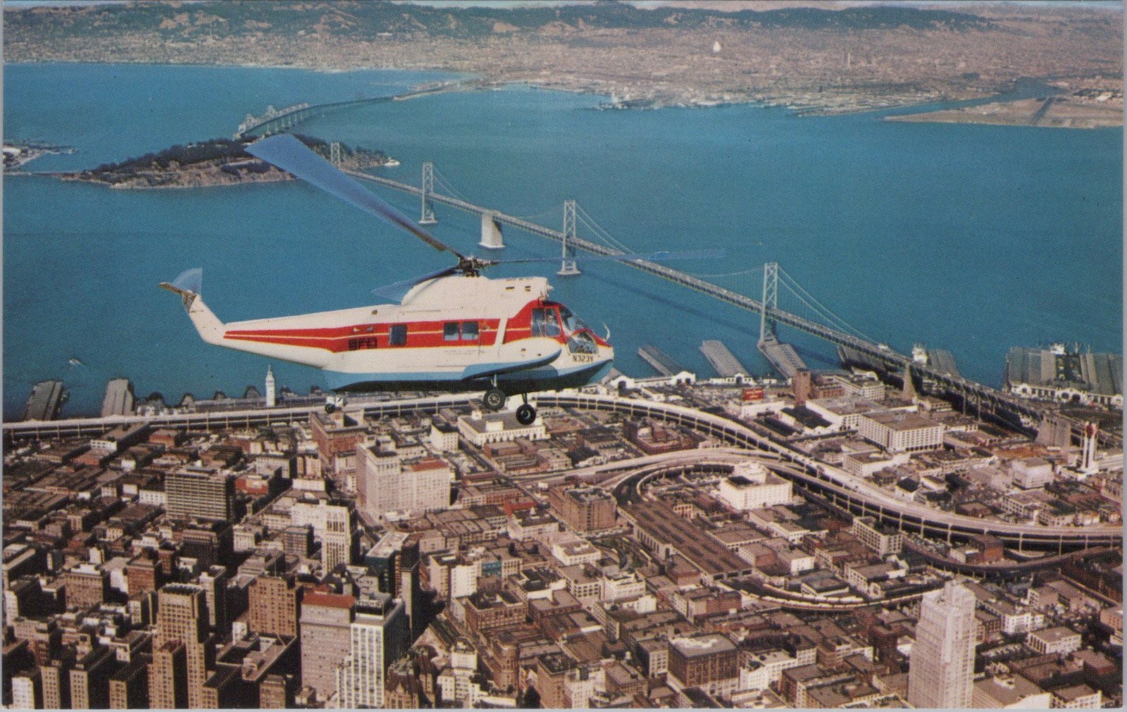 San Francisco California CA Aerial view of the San Francisco-Oakland Postcard