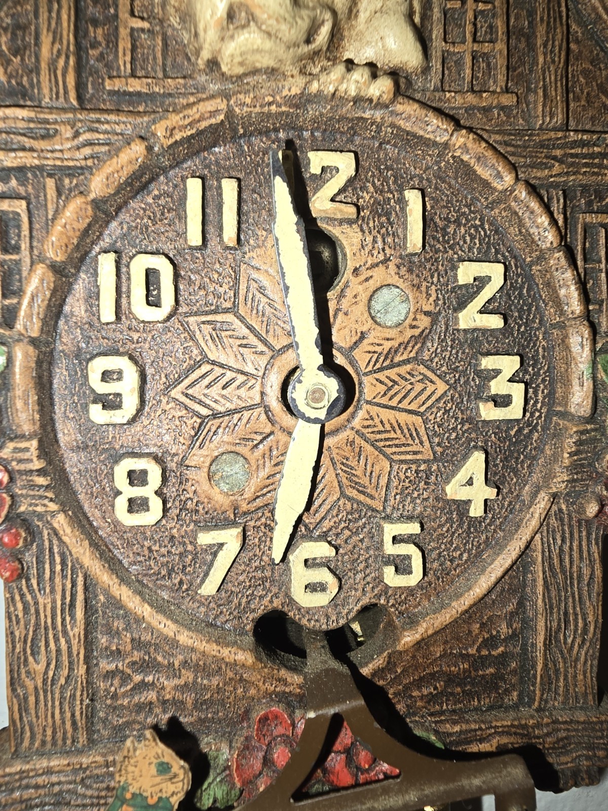 Vtg 1930s Keebler Bulldog Seesaw Pendulette Clock w/ Original Box & Key - RUNS