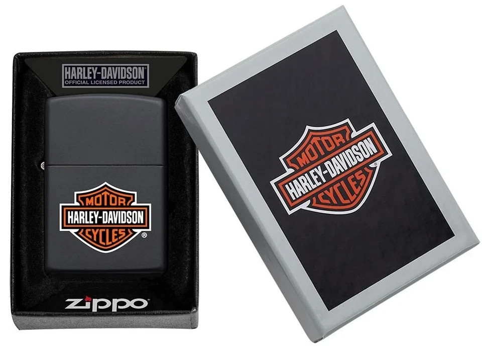 Zippo Harley Davidson Black Matte Lighter With Logo, Item 218HD.H252 #45B