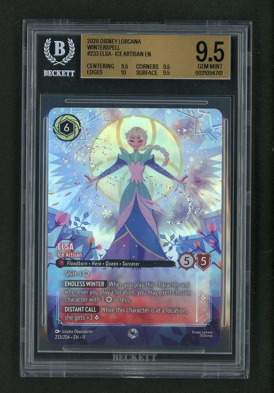 2026 DISNEY LORCANA EN 11-WINTERSPELL ENCHANTED #233 ELSA - ICE ARTISAN BGS 9.5
