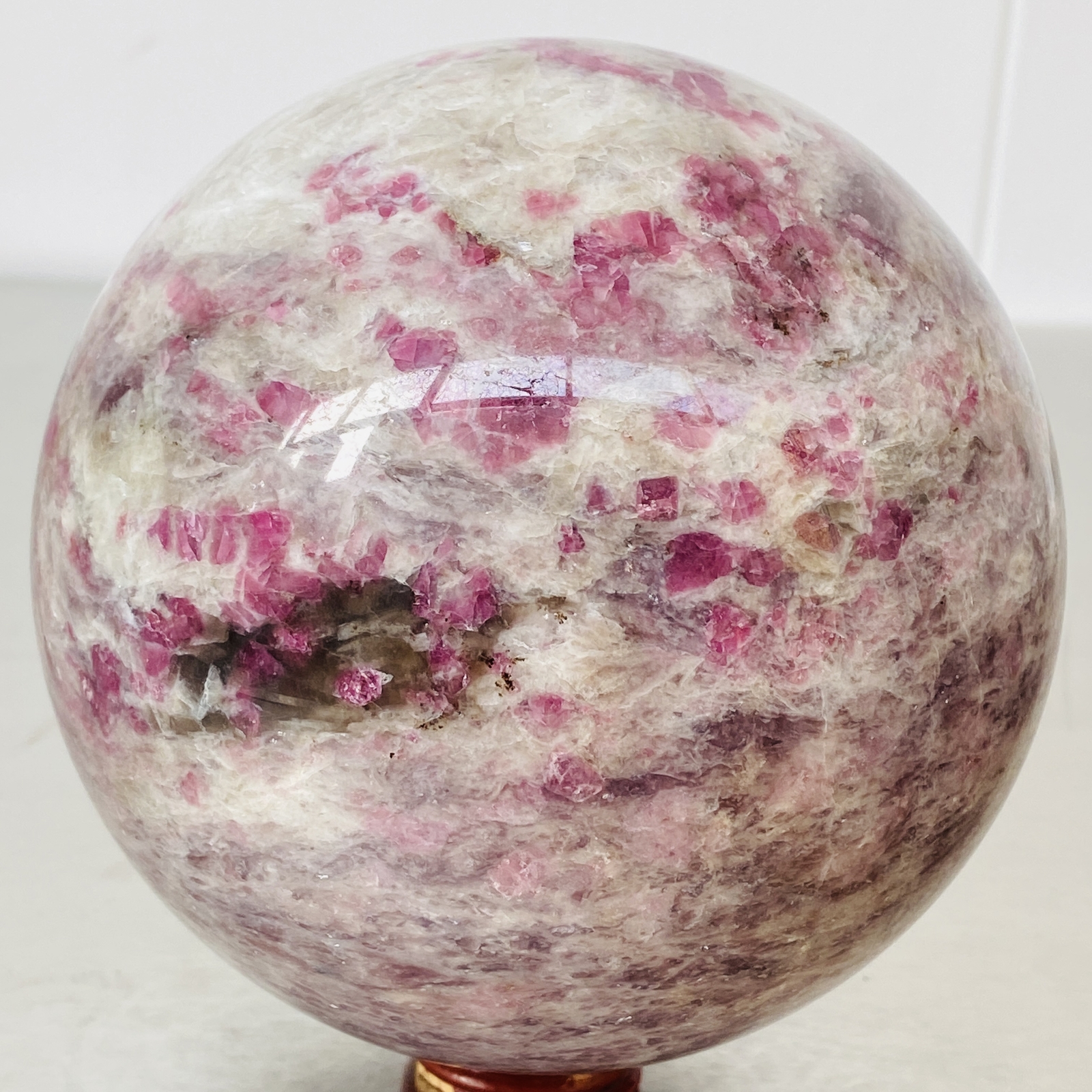 Natural Red Tourmaline Quartz Crystal Stone Sphere Ball Healing 3300G