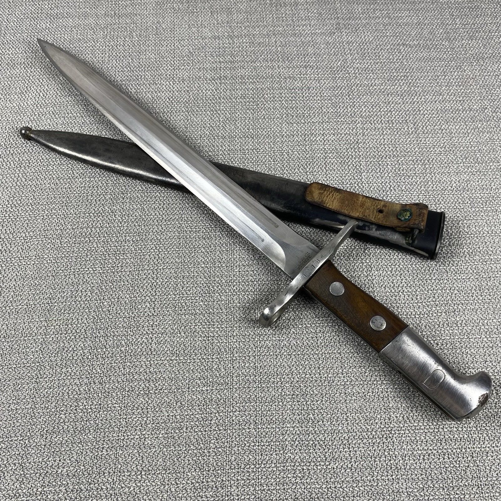 WWI Rifle Bayonet Knife Swiss Model 1918 Elsener Schwyz With Scabbard 12134