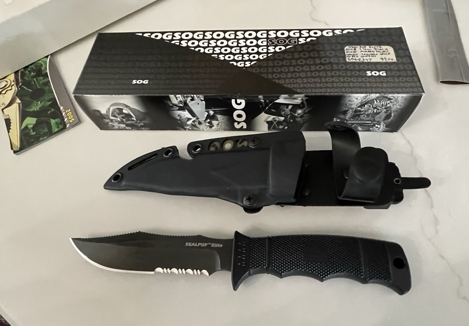 Sog 2005 Seal Pup Elite E37T Fixed Blade Knife DISCONTINUED Black Finish
