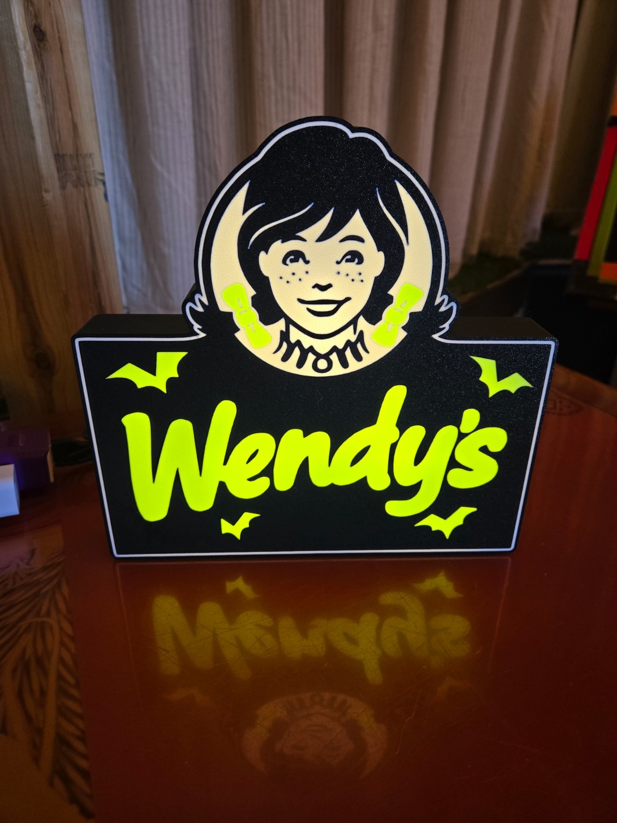 Wendys Halloween Frosty Frights - USB Lighted LED Sign - Man Cave - arcade