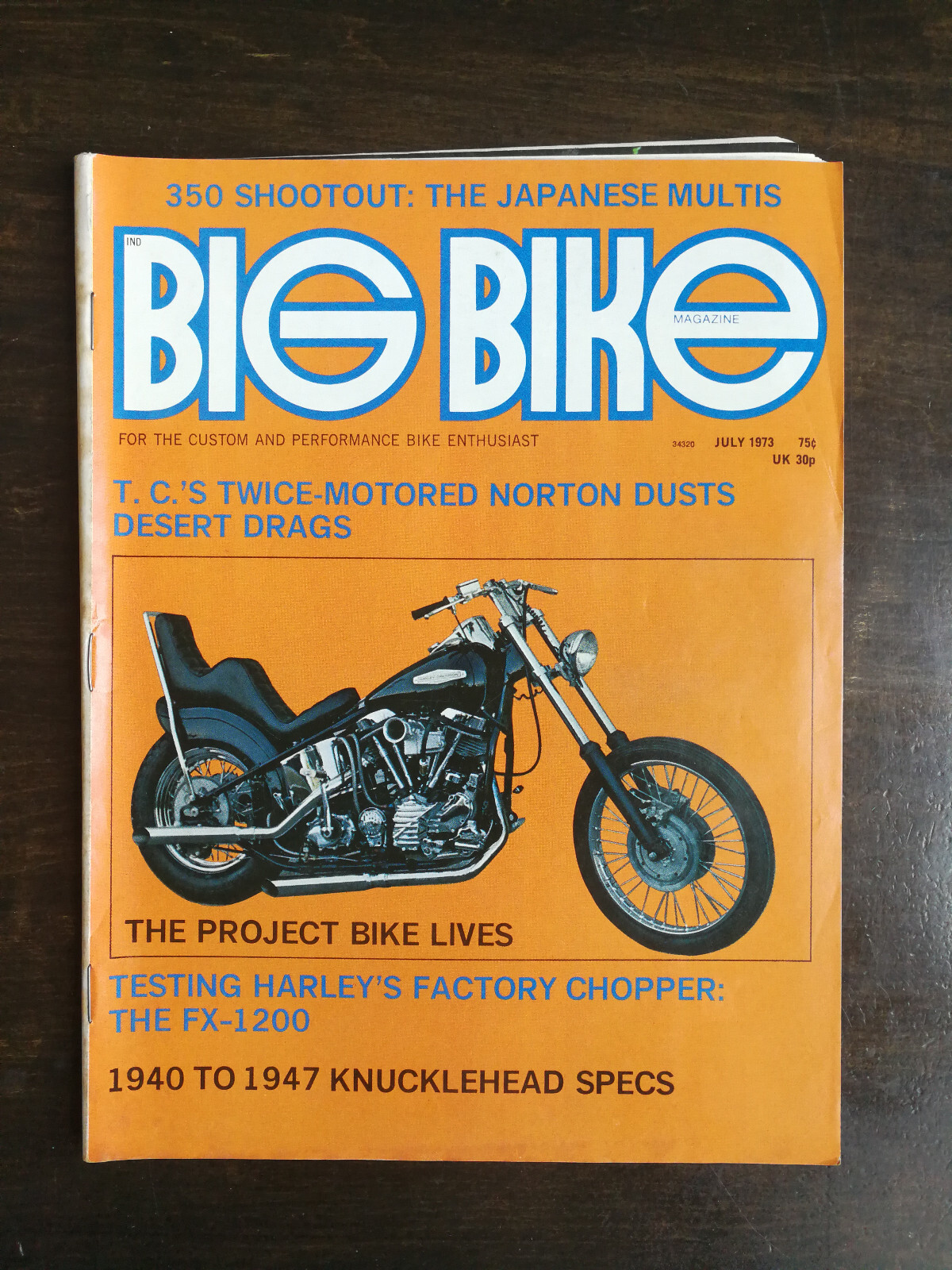 Big Bike Magazine July 1973 Harley Davidson Super Glide - 1940-1947 Knuckle 824