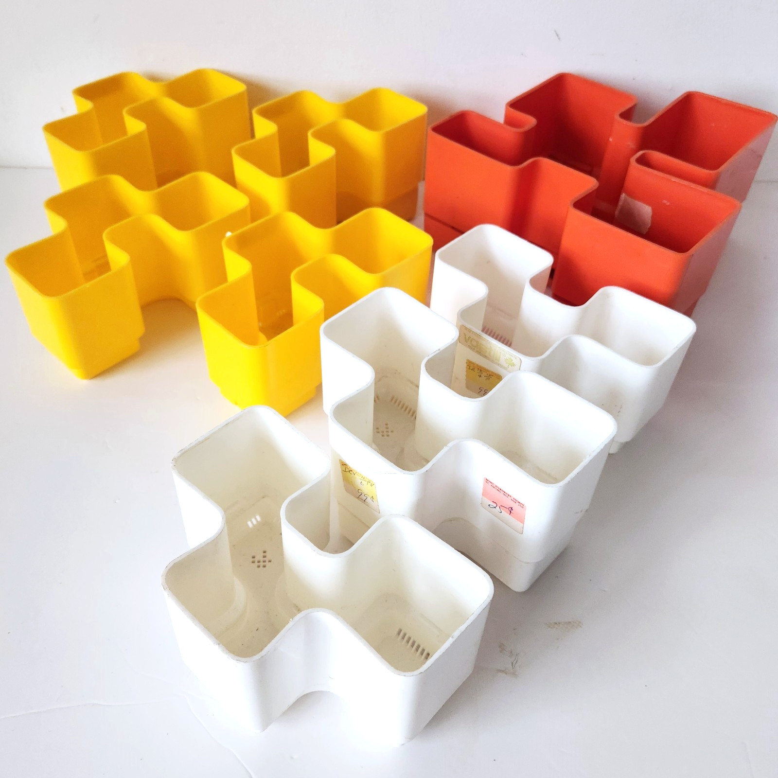Vintage 1970s Vastill Domino Puzzle Planter Lot 8 Modular Space Age Chiaudrero