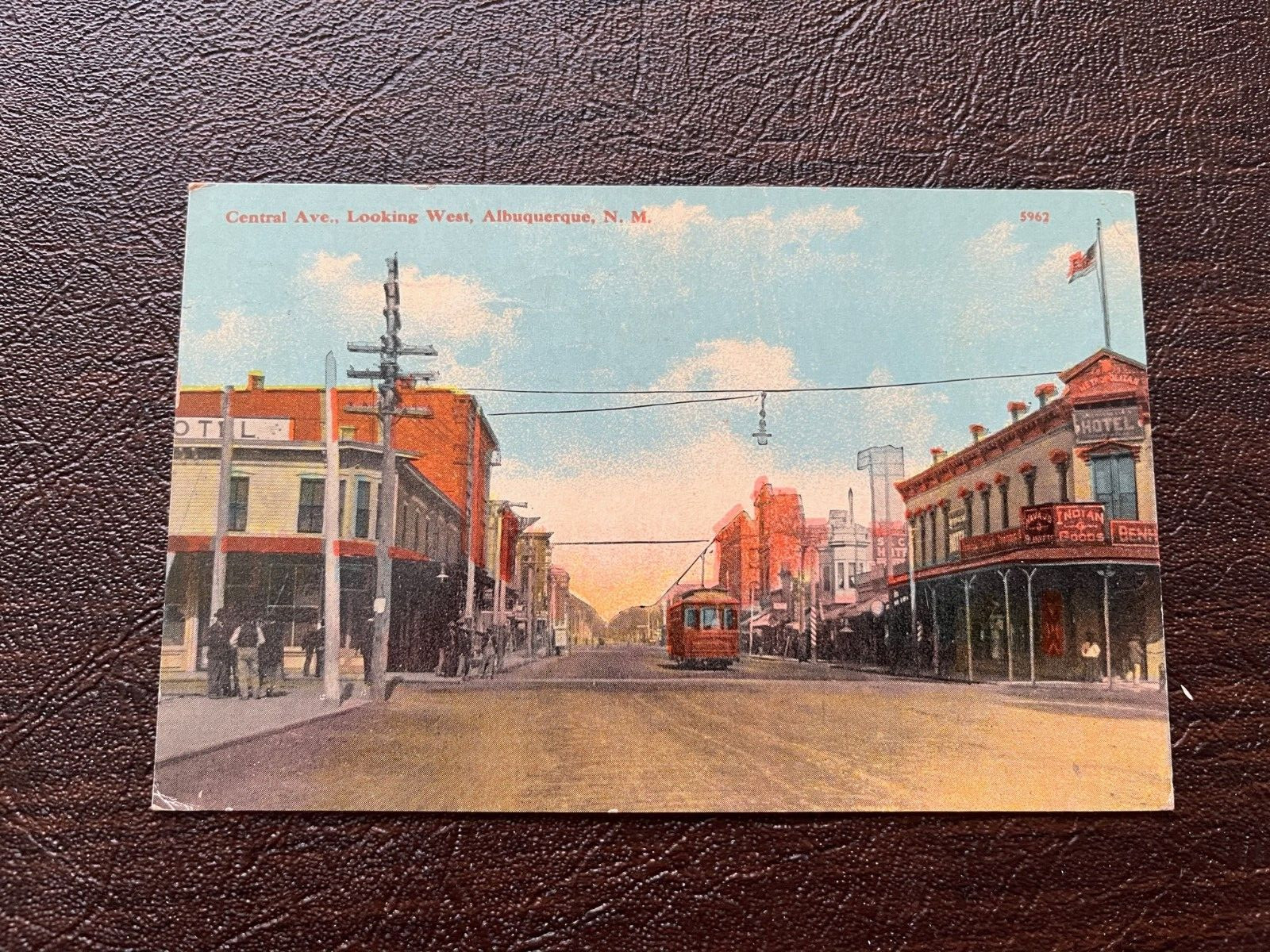 Lithograph Albuquerque New Mexico Street Scene on Central Avenue 1912 NICE