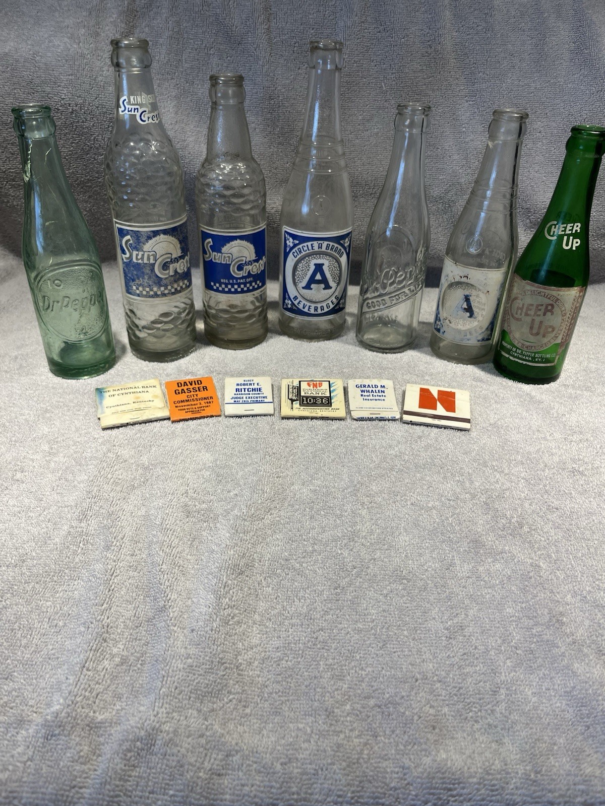 Rare Lot Of Cynthiana Ky Soda Bottles And Matches