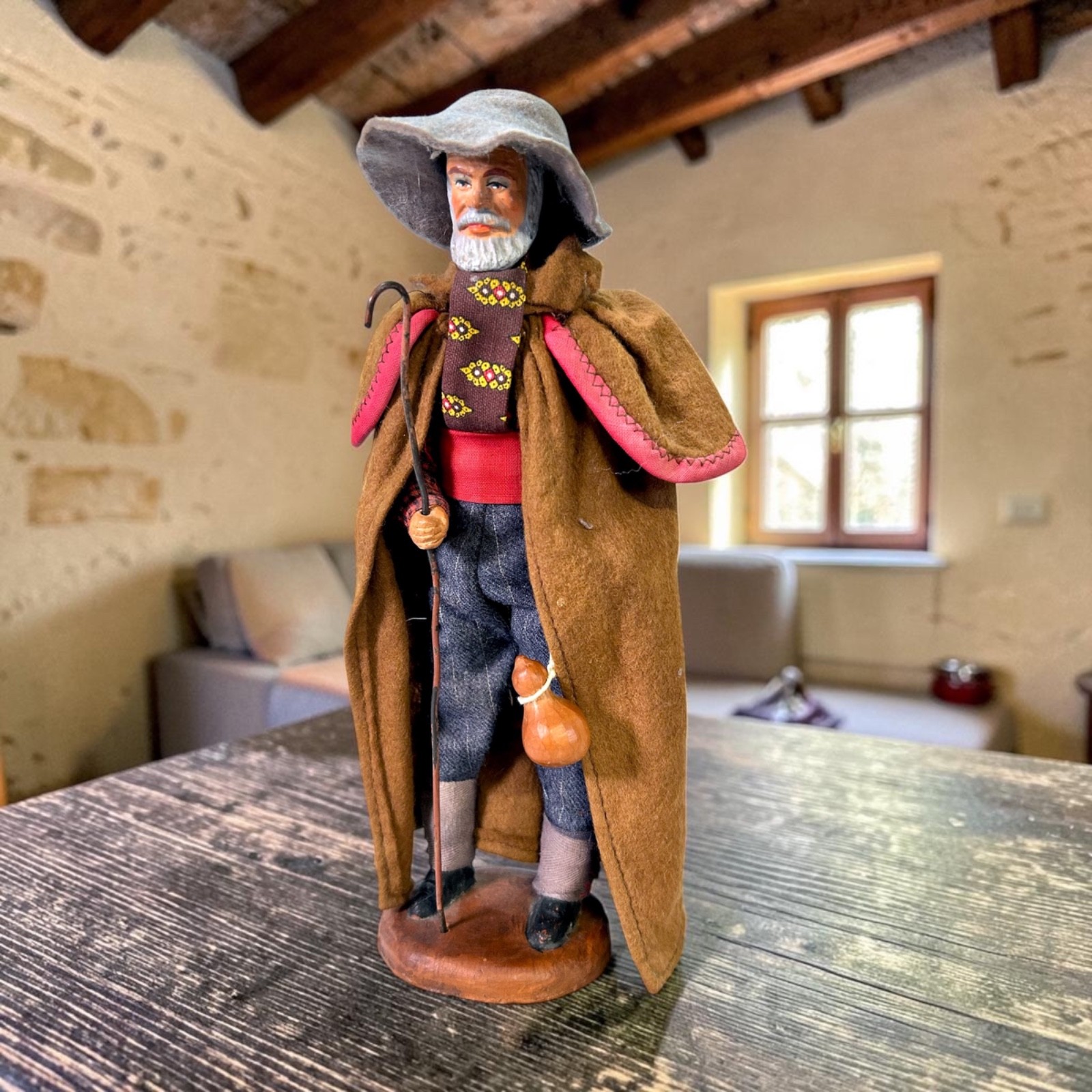 Vintage Marius Chave Aubagne French Santon Doll Clothed Clay Shepherd 10\