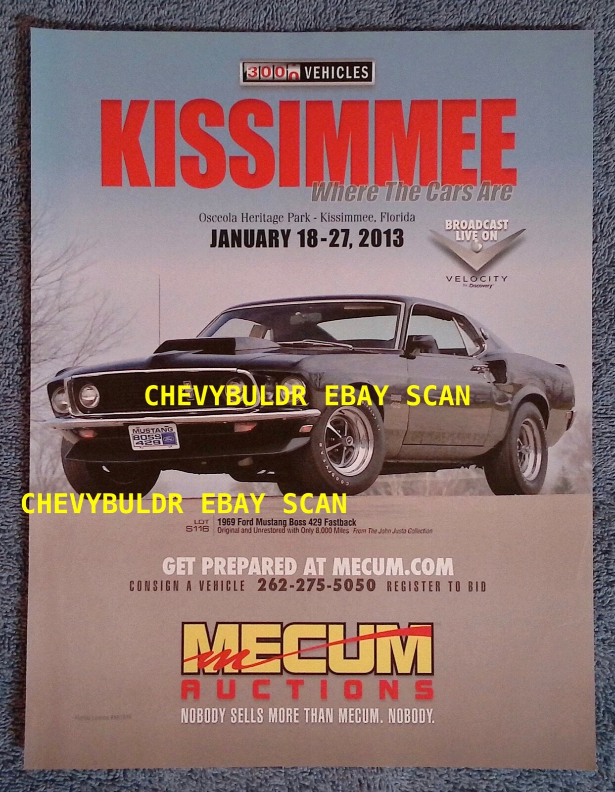 2013 Mecum Kissimmee Florida Auction Ad with 1969 Boss 429 Mustang