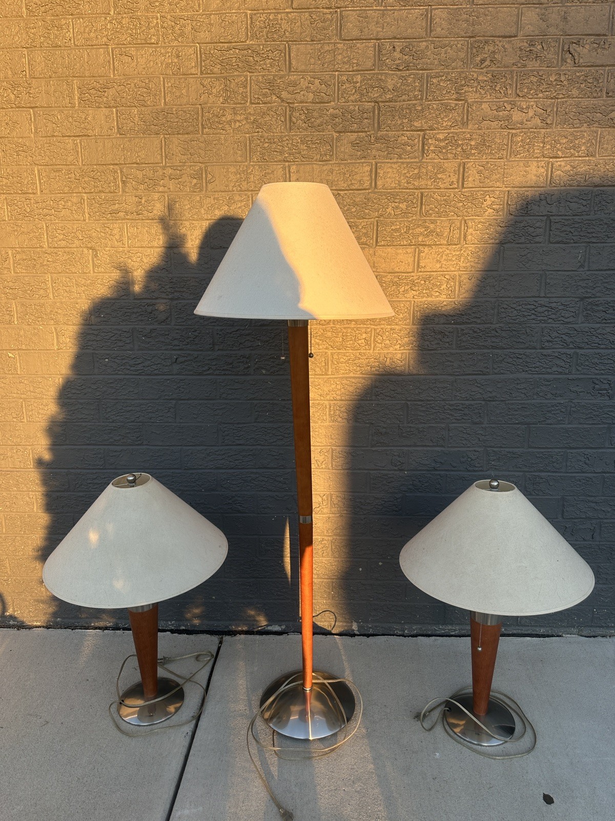 Mid Century Modern MCM Vintage Lamp Set 2 Table Lamps + 1 Floor Lamp 1960s / 70s