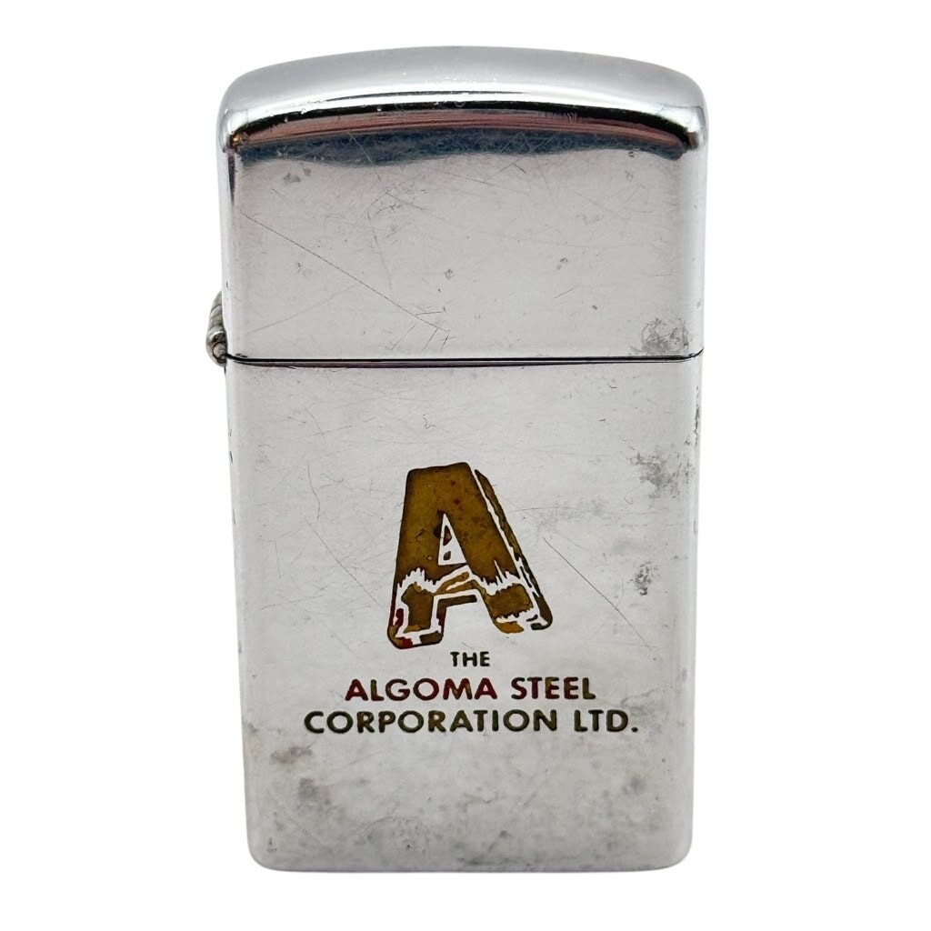 Zippo Slim Algoma Steel Advertising Lighter 1968 Tentative Worn Cam Spring