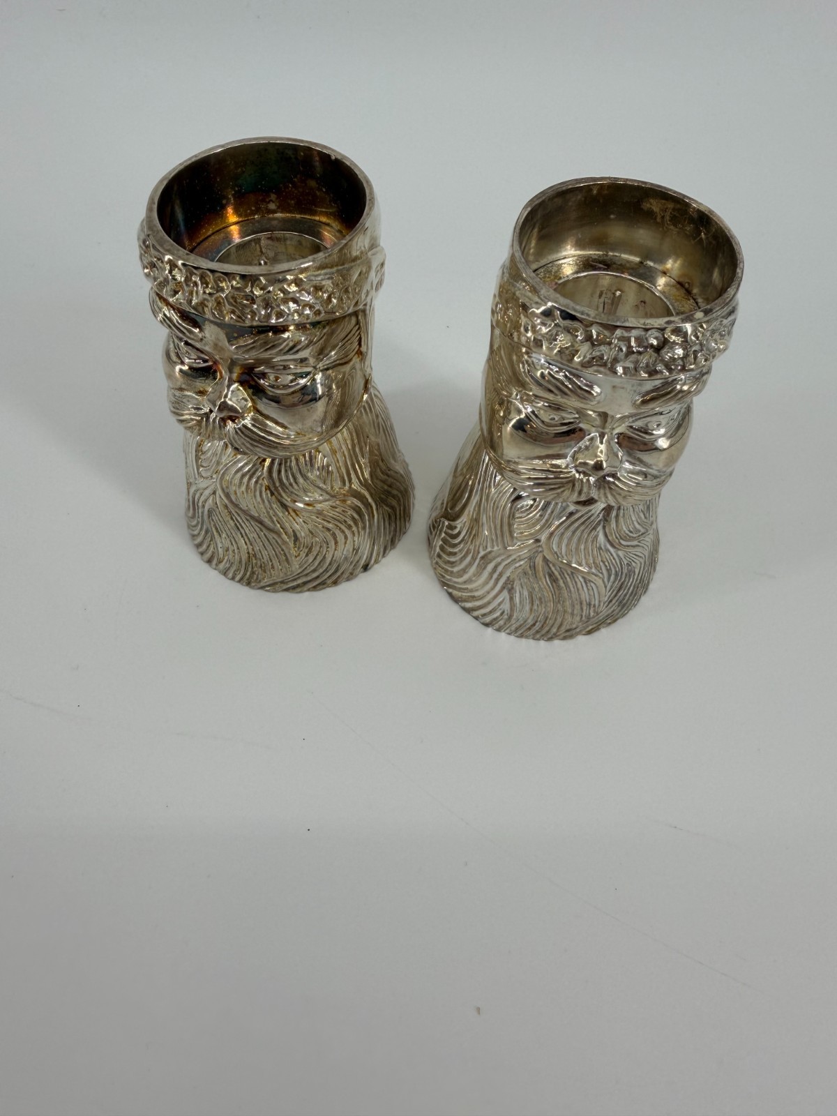 Vintage 1995 International Silver Co Silver Plated Santa Candle Holders Pair