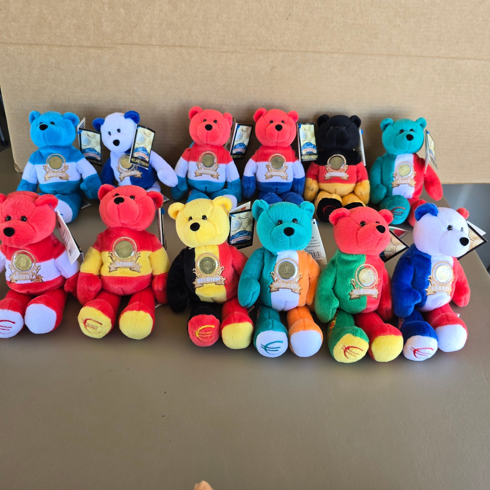 Limited Treasures Euro Bear Set 12 EU Country Coin Plush Teddy Bears NWT