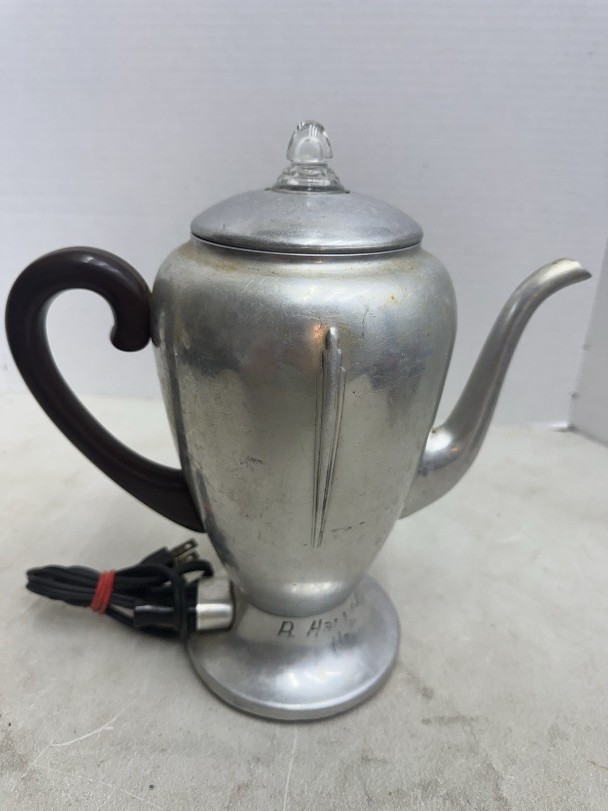 Vintage MIRRO Art Deco Electric Coffee Percolator 8 Cup Aluminum USA Works Great