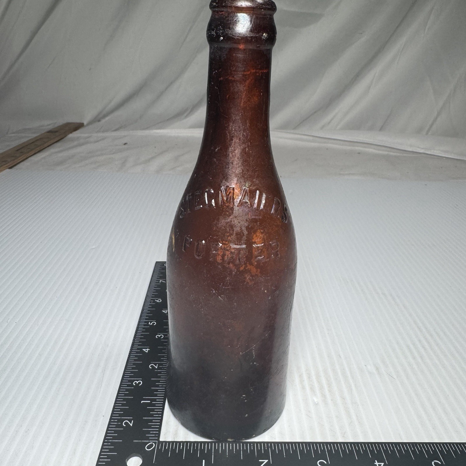 Early 20th C Stegmaier Beer Bottle, Brown Glass, Pony Size 6 1/2 oz, 7 1/2\